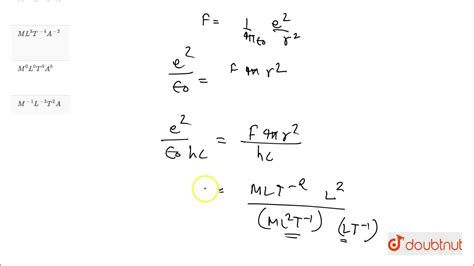 The dimensions of (1)/(epsilon_(0))(e^(2))/(hc)are | 11 | PHYSICAL ...