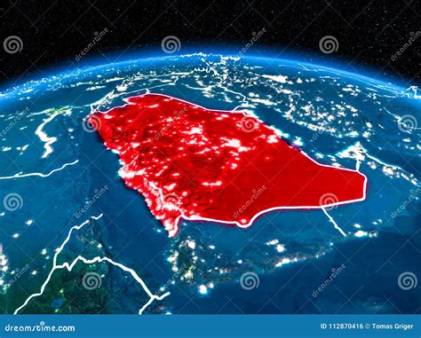 Saudi Arabia from Space at Night Stock Illustration - Illustration of ...