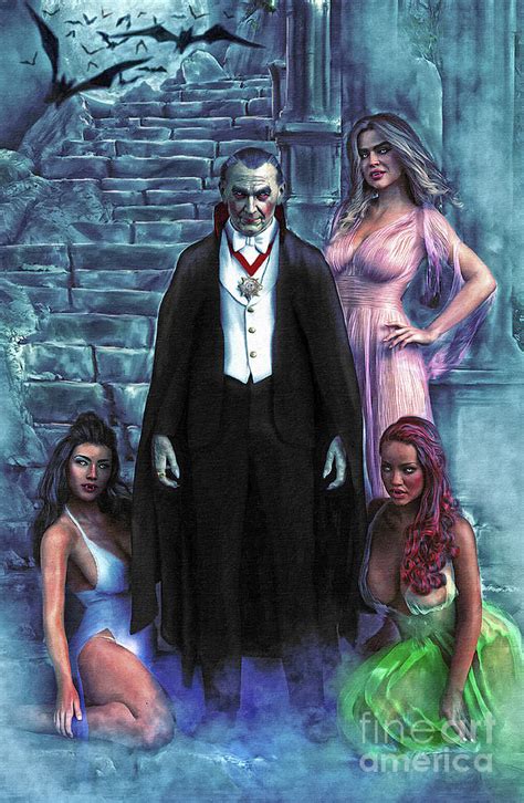 Dracula and His Brides Marks Spears Monsters Mixed Media by Mark Spears