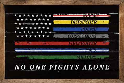 No One Fights Alone with American Flag - Wood Framed Sign - Country Marketplace