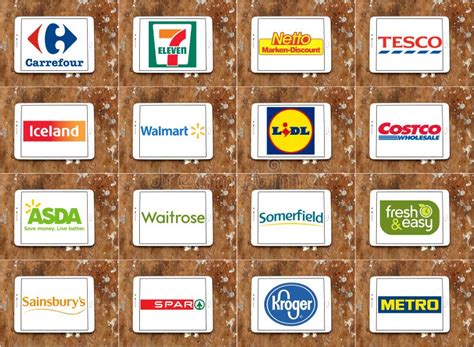 Brands And Logos Of Top Famous Supermarket Chains And Retail Editorial ...