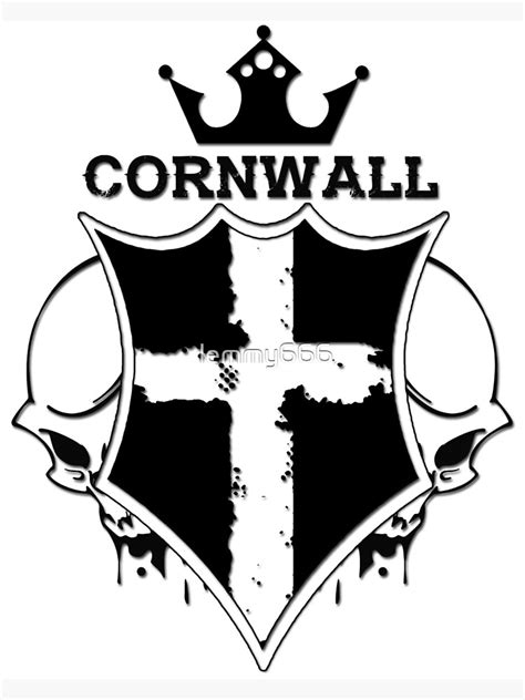 "Cornwall Flag - Coat of Arms - Skull Design - England - County" Poster ...