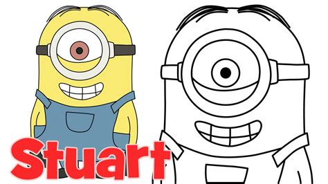 How to draw Minions Stuart step by step easy drawing for kids and beginners - YouTube