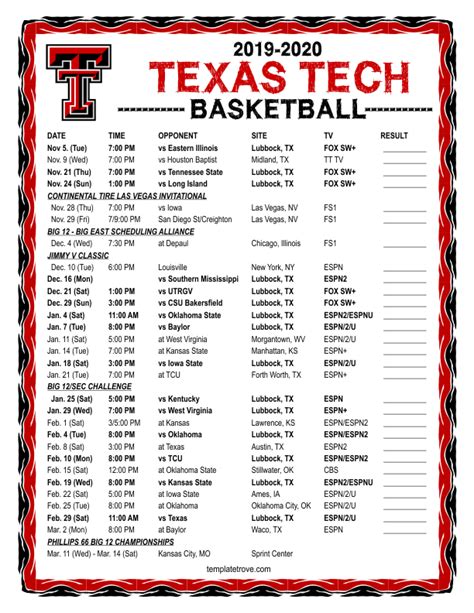 Texas Tech Womens Basketball Schedule 2024-2024 - Nissy Andriana