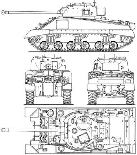 Sherman Firefly Blueprint - Download free blueprint for 3D modeling