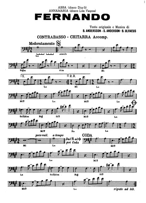 FERNANDO Abba Bass Guitar Sheet music | Easy Sheet Music