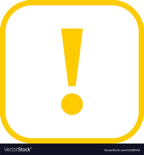 Yellow square exclamation mark icon warning sign Vector Image