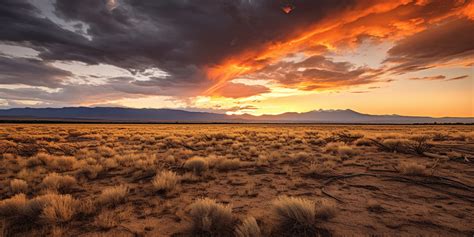 Dramatic Sunset Over Desert Landscape with Vibrant Clouds - Free Image ...