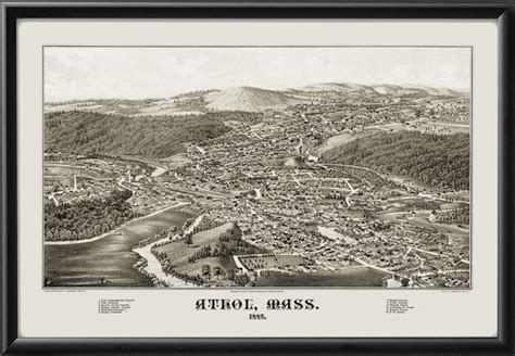 Restored bird's eye view of Athol, MA. 1887 - Vintage City Maps