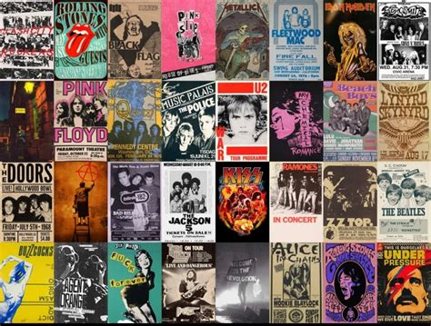 500PCS Retro Vintage Concert Poster, Band Poster , Classic Rock Posters ...