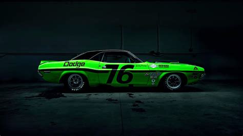 Dodge Challenger green race car Wallpaper | 1920x1080 Full HD ...