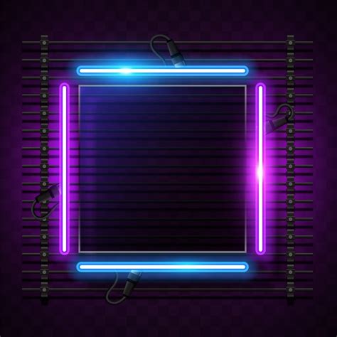 Premium Vector | Square purple neon banner design