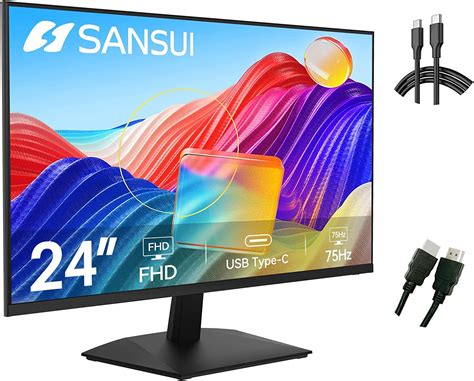 SANSUI Monitor 24 inch FHD PC Monitor with USB Type-C, Built-in ...