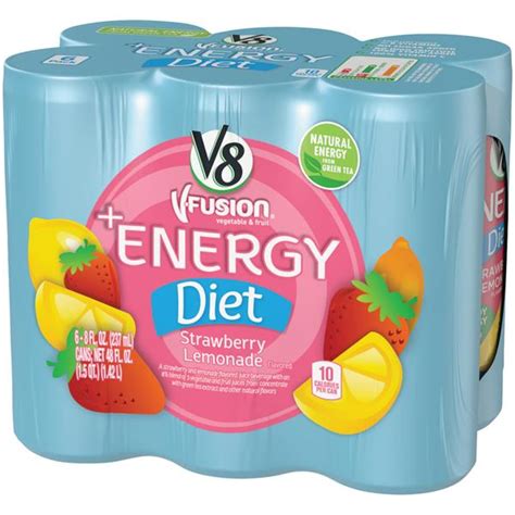 V8 V-Fusion +Energy Diet Strawberry Lemonade Vegetable & Fruit Juice 6Pk | Hy-Vee Aisles Online ...