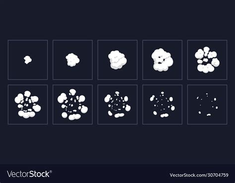 Smoke explosion animation cartoon explosion Vector Image