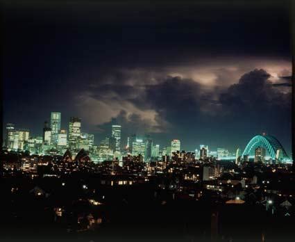 Sydney skyline at night, 1986 : r/sydney