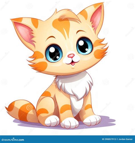 A Cartoon Orange and White Cat with Blue Eyes Stock Illustration ...