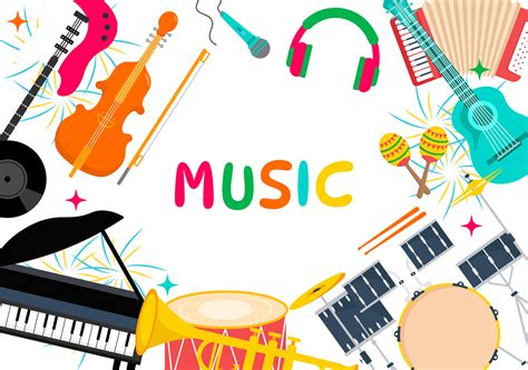 Music Elements Vector Illustration with Various of Note and Musical Instruments Modern in Flat ...