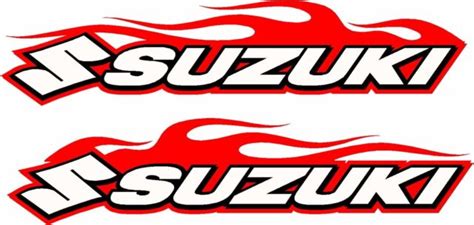 Suzuki logo flame 2 sticker decal set red 2.5" x 11" each | eBay