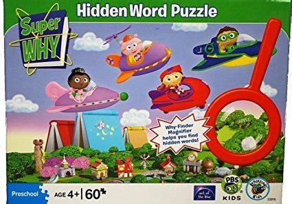 Super Why Flying Over Town 60 pc Hidden Word Jigsaw Puzzle