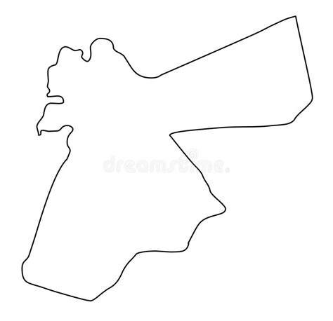 Jordan Map Outline Vector Illustration Stock Vector - Illustration of ...