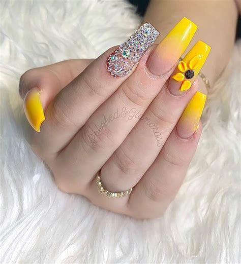 Yellow acrylic nails design, Yellow gel nails design, Pastel yellow nails coffin, Natural spring ...