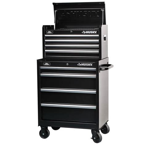 Husky 27 in. 8-Drawer Tool Chest and Cabinet Set, Rust-Resistant Black Powder Coat Paint Finish ...