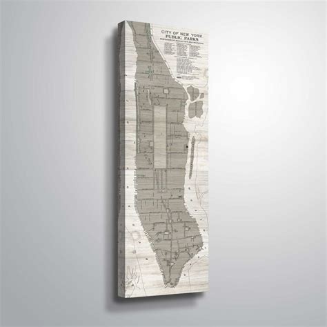 Steelside™ New York Parks Map Vertical by Wild Apple - Graphic Art on Canvas | Wayfair