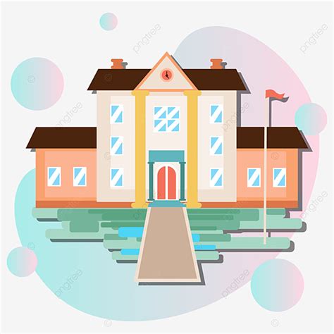 School Campus Vector Art PNG, Cartoon School Campus Vector Material, School, Campus, University ...