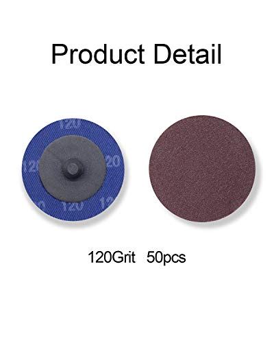 S SATC 50 PCS 2 Inch Roloc Disc 120 Grit Sanding Discs Set Fits Air Die Grinder Aluminum Oxide ...