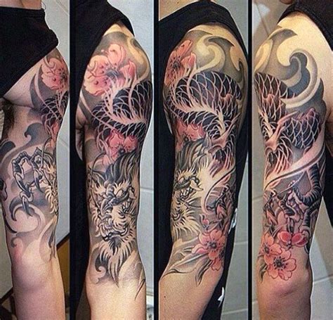 100 Crazy Dragon Sleeve Tattoo Designs for Men | Sleeve tattoos, Full ...