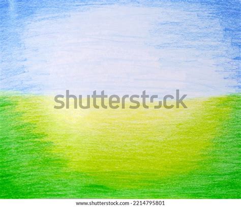 Childrens Drawing Abstract Background Green Yellow Stock Illustration ...