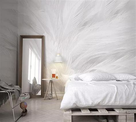 Heaven White Feather Art Wall Mural in 2021 | Feather wallpaper, Custom ...