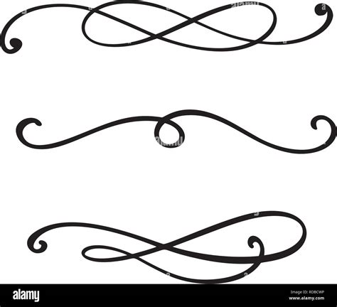 Vector vintage line elegant dividers and separators, swirls and corners decorative ornaments ...