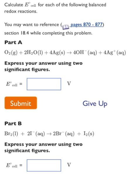 Solved Calculate E cell for each of the following balanced | Chegg.com