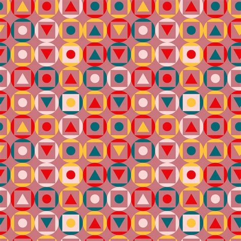 Premium Vector | Geometric color pattern circles squares triangles, red, yellow, blue