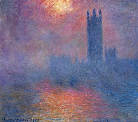 Houses of Parliament, London, Sun Breaking Through - Claude Monet - WikiArt.org - encyclopedia ...