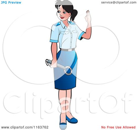 Clipart of a Female Security Guard in a Blue Uniform - Royalty Free ...