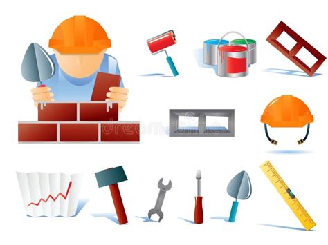 Set of builders tools stock vector. Illustration of employment - 8634226