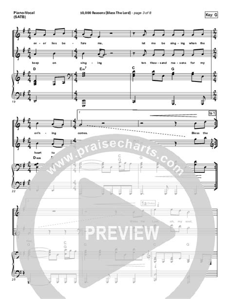 10,000 Reasons (Bless The Lord) Sheet Music PDF (Matt Redman / Passion ...