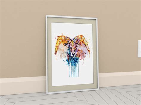 Bighorn Sheep Head Watercolor Portrait Printable Watercolor - Etsy