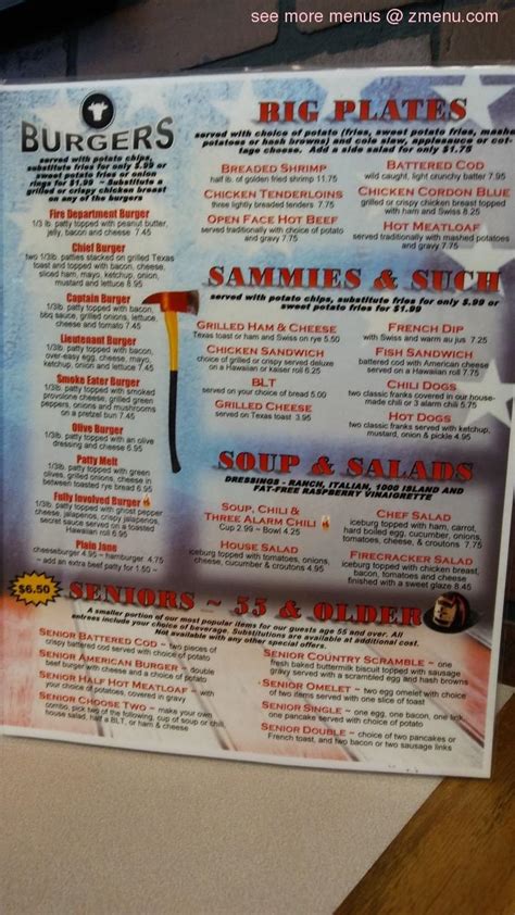 Menu at Lt's Firehouse Cafe', Coopersville