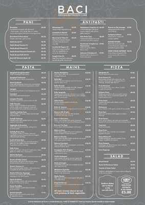 Baci, Whitefield - 190-194 Bury New Road - Menu and Prices