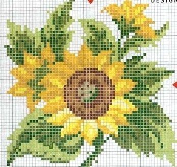 sunflower cross stitch charts | REPINNED | Цветы, вышитые крестиком, Вышивка крестиком схемы ...