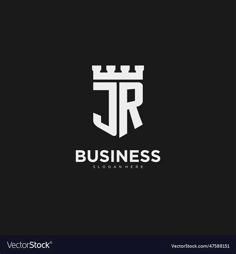 Initials jr logo monogram with shield Royalty Free Vector