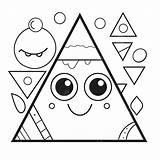 Coloring Page Of Funny Triangle With Triangles And Things Outline  sketch template