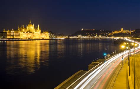 Wallpaper : city, night, river, lights, Hungary, Budapest, lighttrails, Danube ...