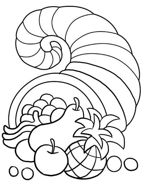 Canada Thanksgiving Day Decorations With Horn Of Plenty Coloring Page - Download & Prin ...