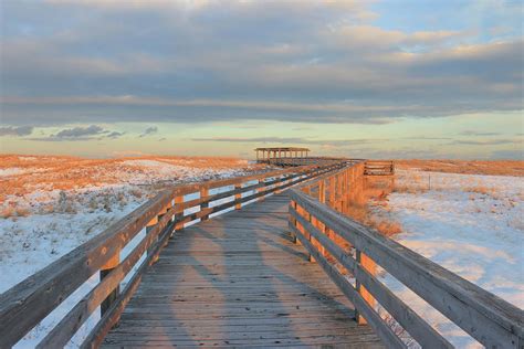 Salisbury Beach Boardwalk in Winter Photograph by John Burk