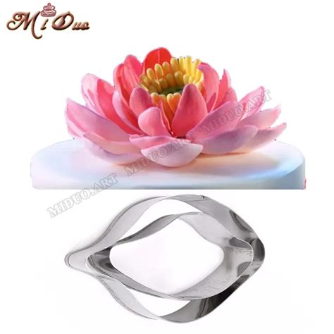 2Pcs/Set Lotus Petal Flower Cutter Fondant Sugarcraft Stainless Steel ...